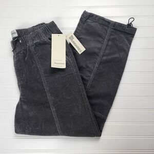 No Boundaries Womens Corduroy Parachute Pants Gray Size M Elastic Drawstring NWT